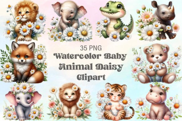 Adorable Design Assets: Using Watercolor Baby Animal Daisy Clipart