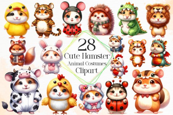 Adorable Hamster Clipart in Animal Costumes for Your Projects