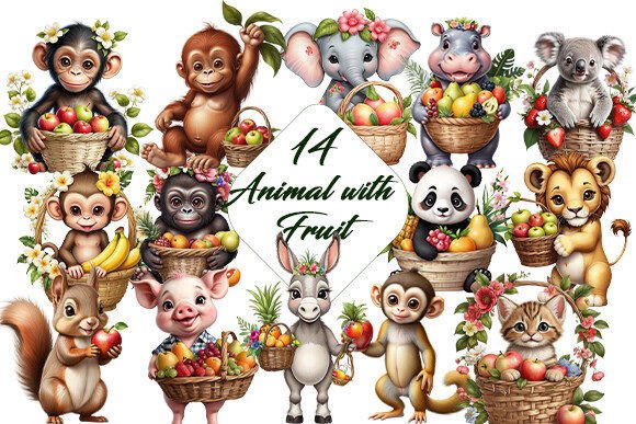 Animal with Fruits Sublimation Bundle: Design Assets for Creators
