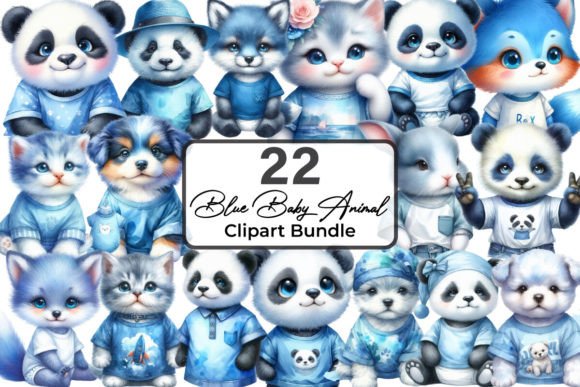 Blue Baby Animal Clipart: Creative Design Assets