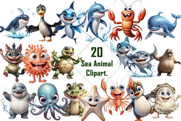 Bring the Ocean to Life with Sea Animal Sublimation Clipart