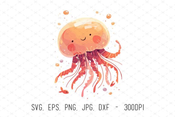 Bringing Playful Charm with Watercolor Jellyfish Animal Kids Clipart