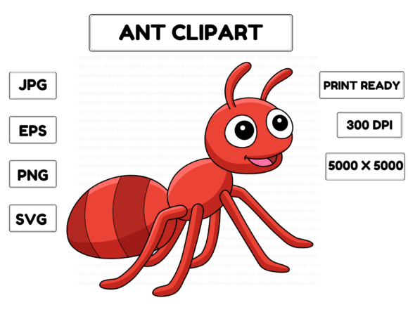 Charming Ant Animal Colored Cartoon Illustration