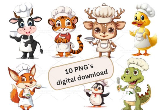 Cute Animal Cook Clipart: A Charming Design Asset