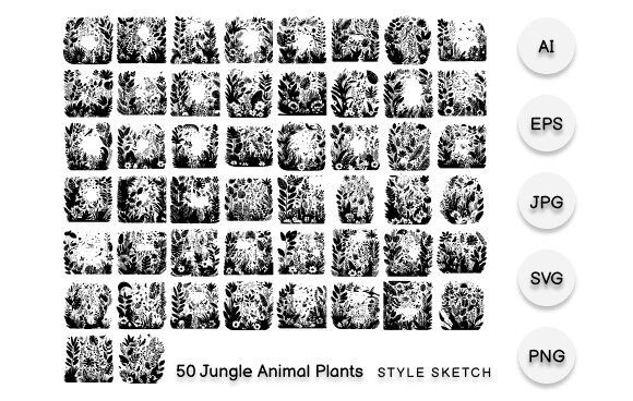 Exploring the Wild Side of Design: Jungle Animal Plants Element Black