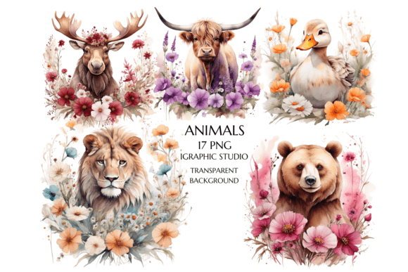 Floral Animal Clipart: A Watercolor Spring Design Essential