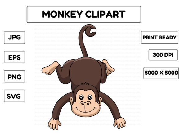 Monkey Animal Cartoon Colored Clipart: A Creative Asset