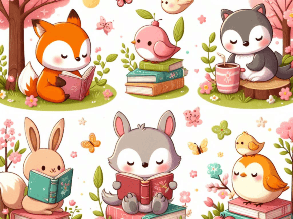 Reading Books by Cute Animal & Birds: A Font for Cozy, Story-Driven Design