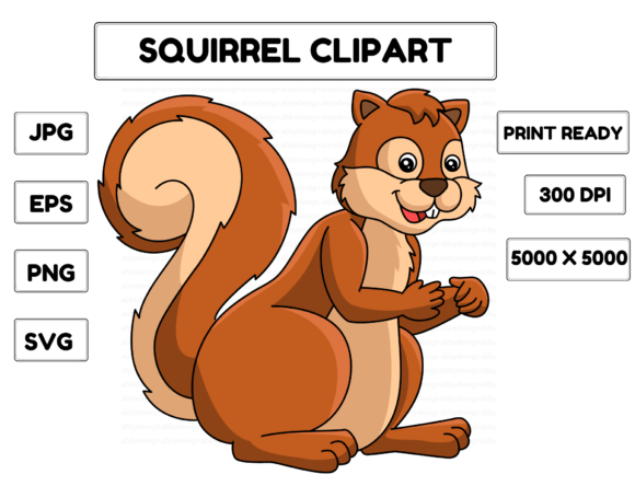 Squirrel Animal Cartoon Colored Clipart: A Versatile Design Asset