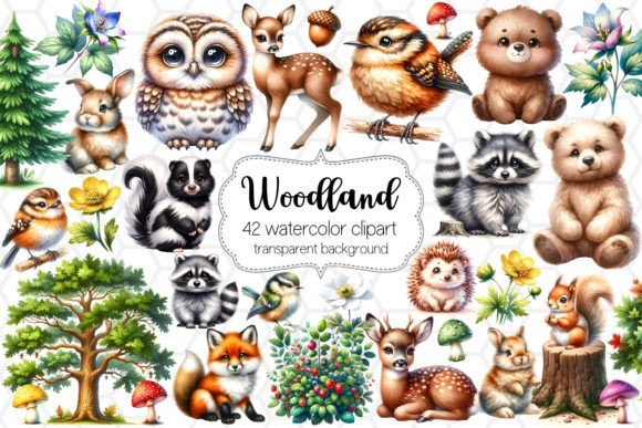 Woodland Animal Cliparts: 42 Forest PNGs for Your Designs